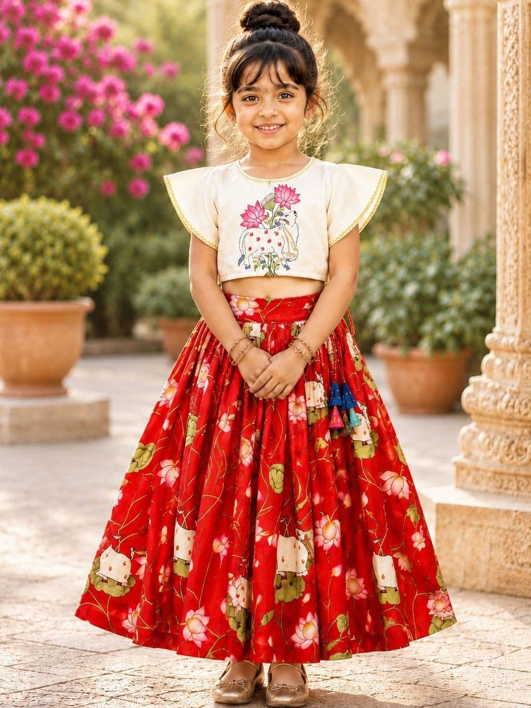 Sangria Girls Printed Ready to Wear Lehenga & - view 1