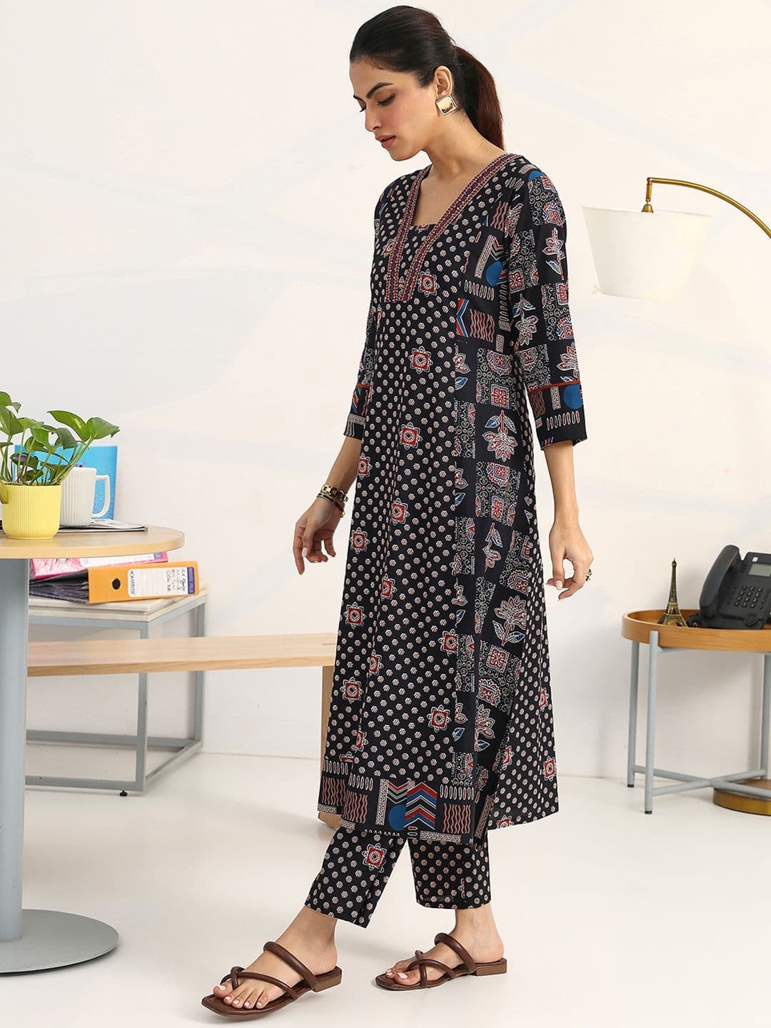 Gerua By Libas Women Ethnic Motifs Printed Regular Kurta with Trousers & With Dupatta thumbnail 4