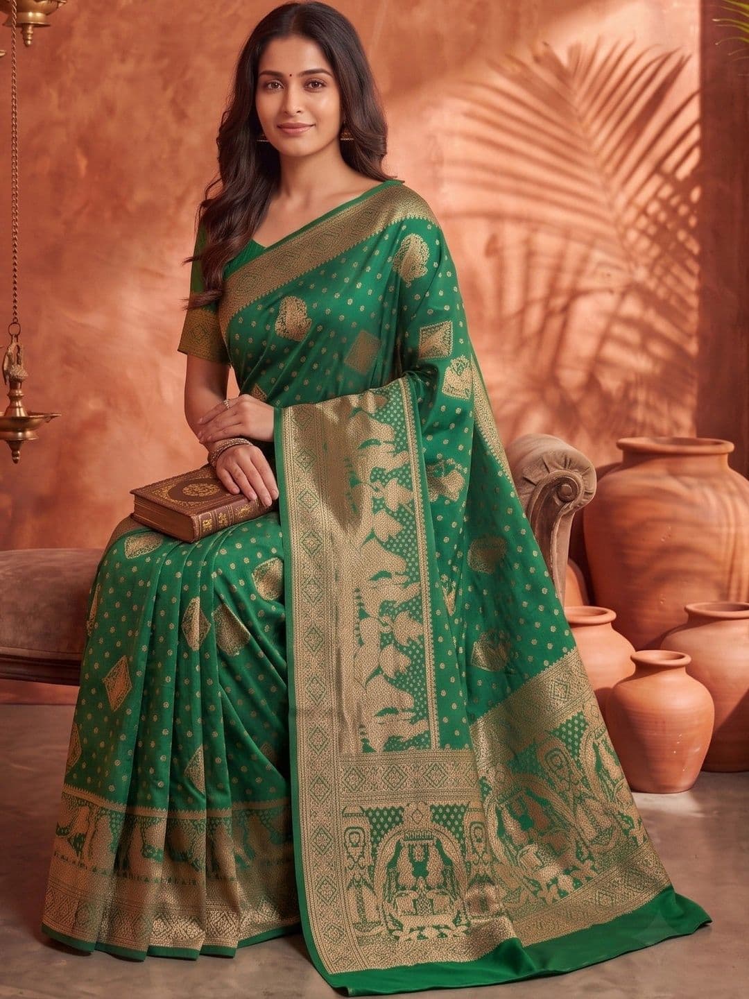 ROOP RADHIKA Woven Design Zari Silk Blend Designer Banarasi Saree thumbnail 6