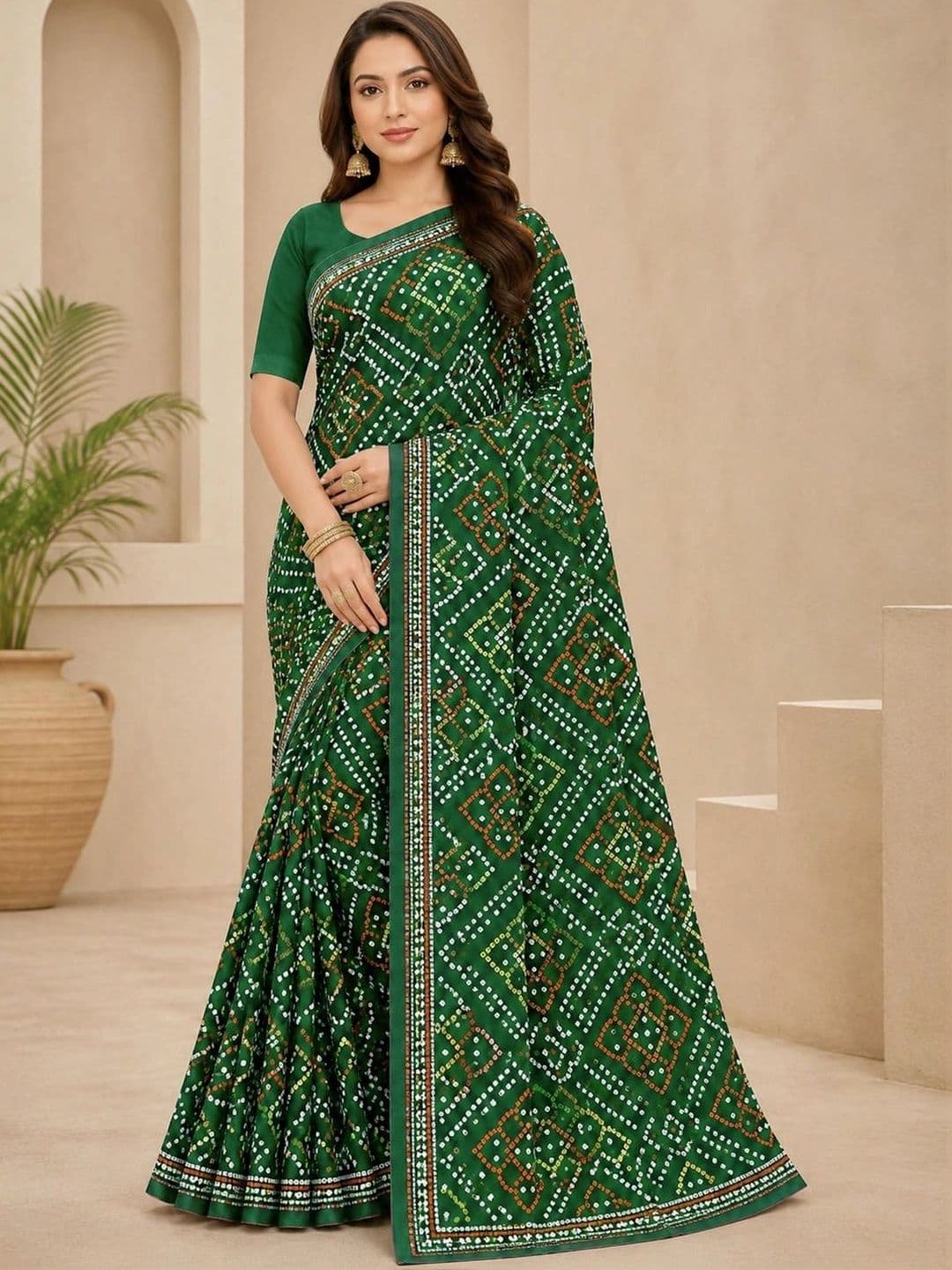 SAMANTHA Bandhani Poly Georgette Leheriya Saree - view 1