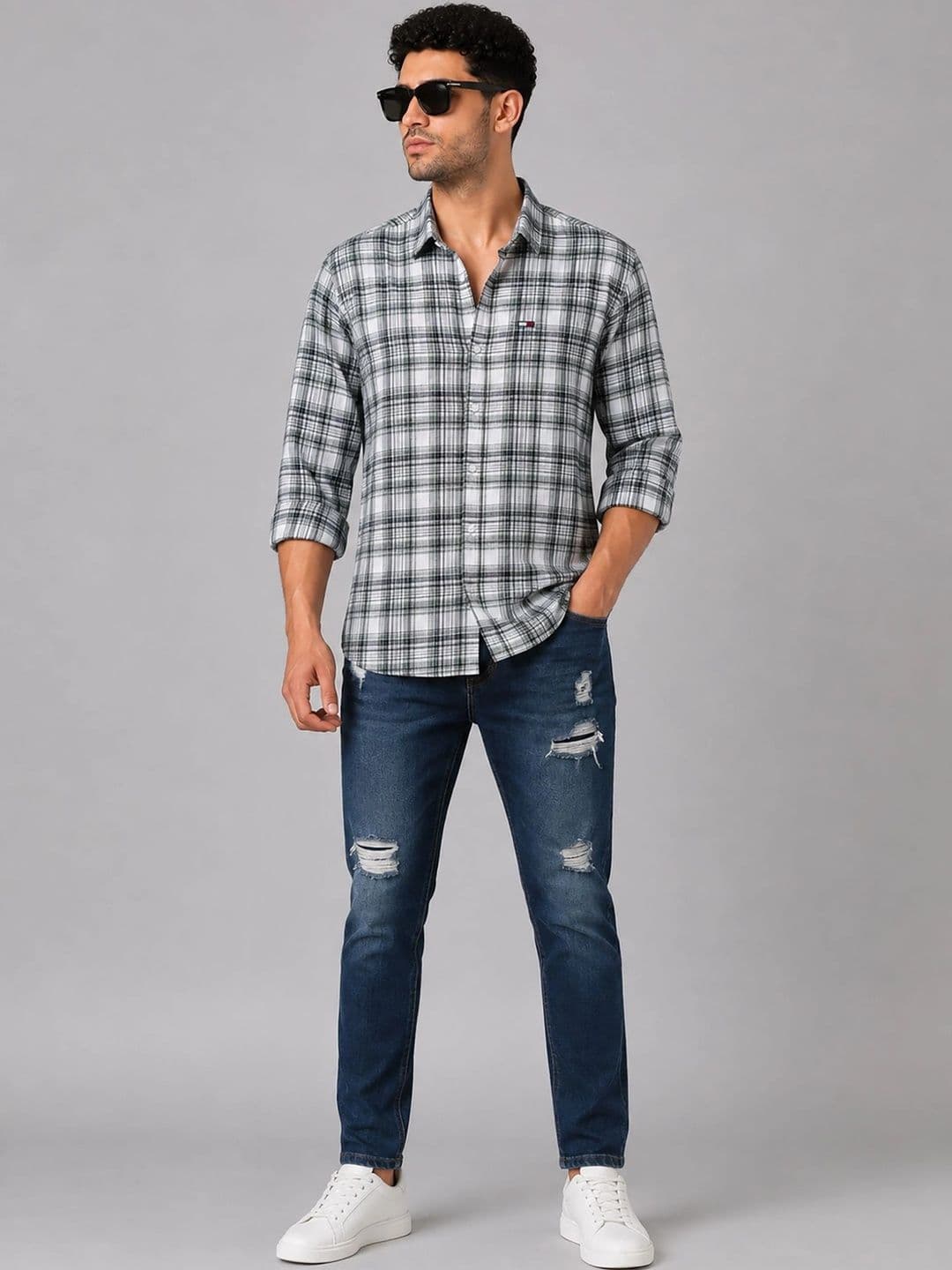 U.S. PITCHERS Men Modern Slim Fit Tartan Checks Checked Casual Shirt thumbnail 6
