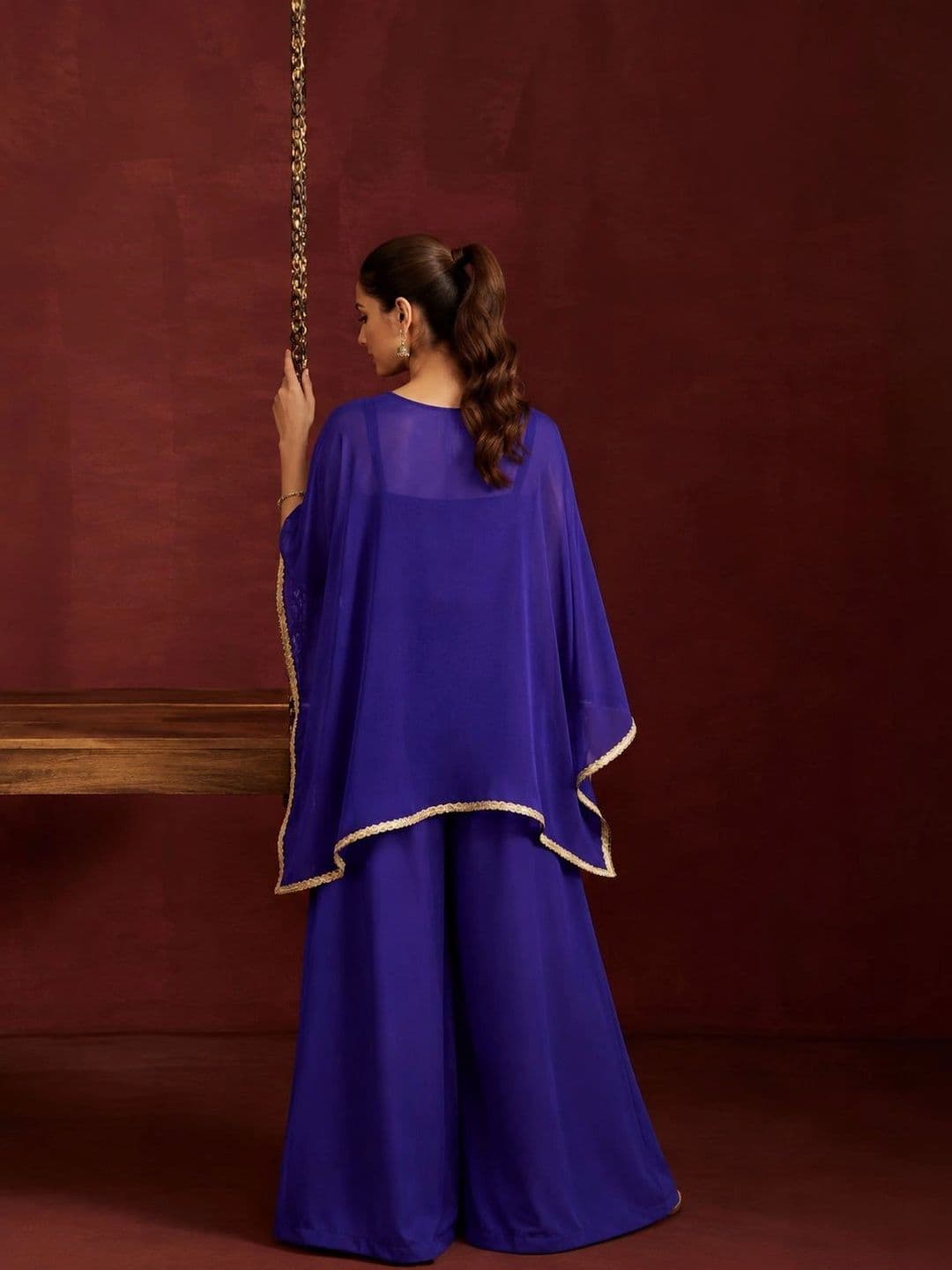 Colors  of Earth Colors of Earth Women Ethnic Motifs Embroidered Regular Mirror Work Pure Silk Kurta with Palazzos thumbnail 5