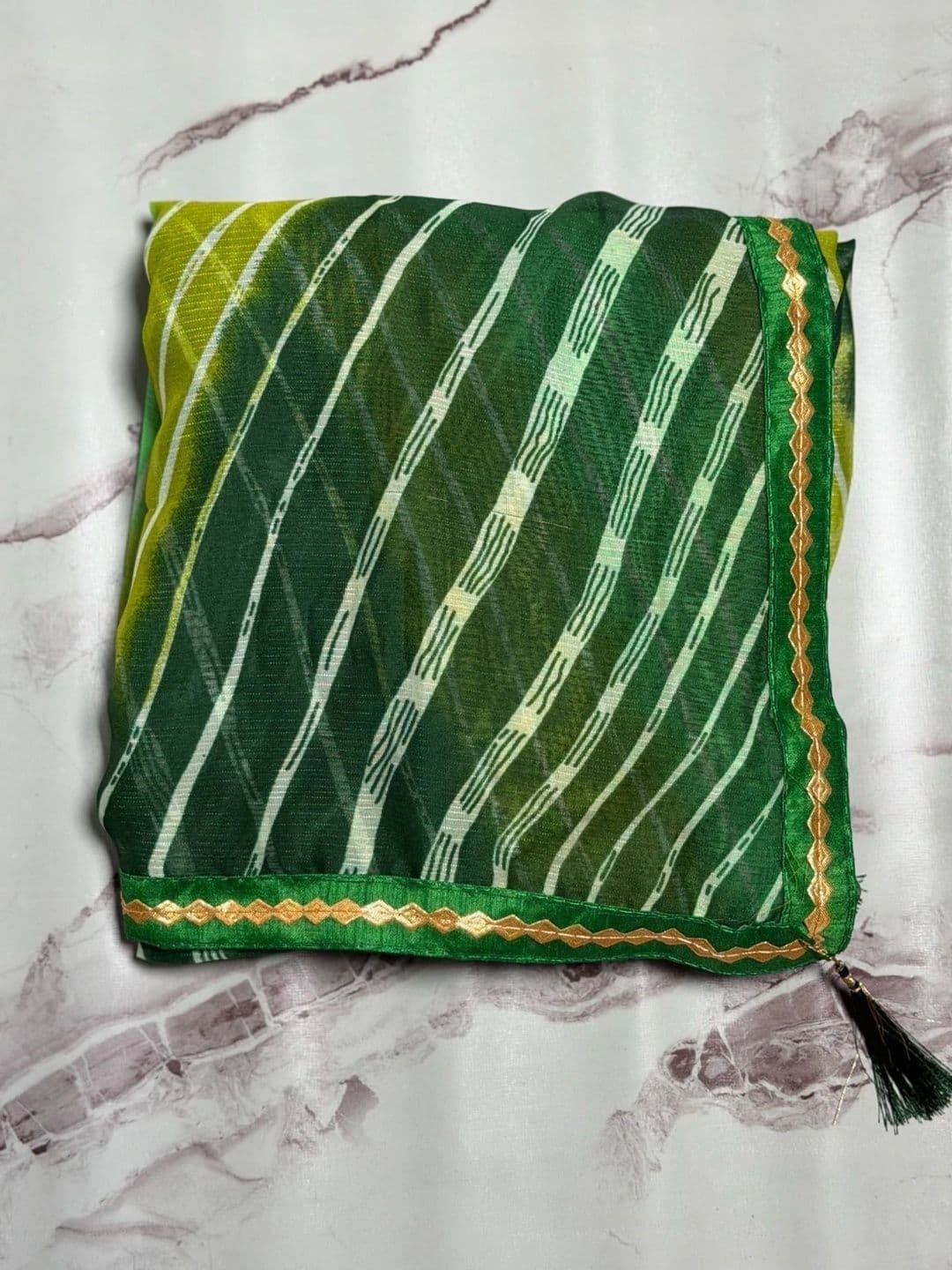 RENBRIZA Leheriya Poly Georgette Saree thumbnail 4