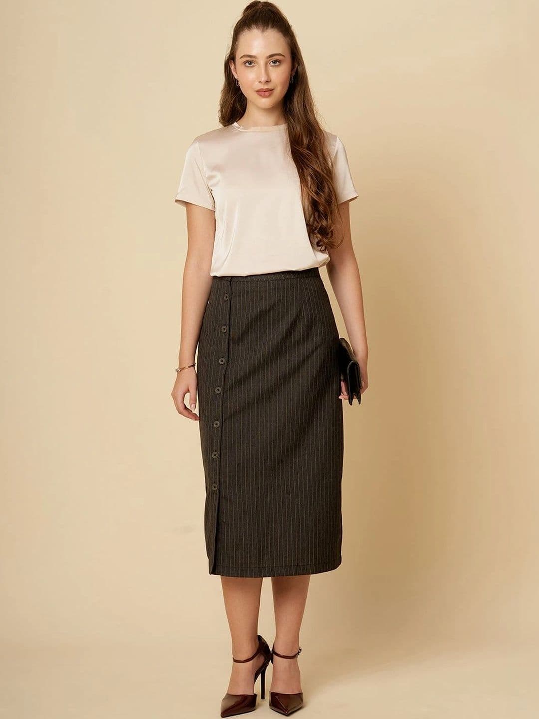 Chemistry Women Striped Midi Straight Skirt thumbnail 6