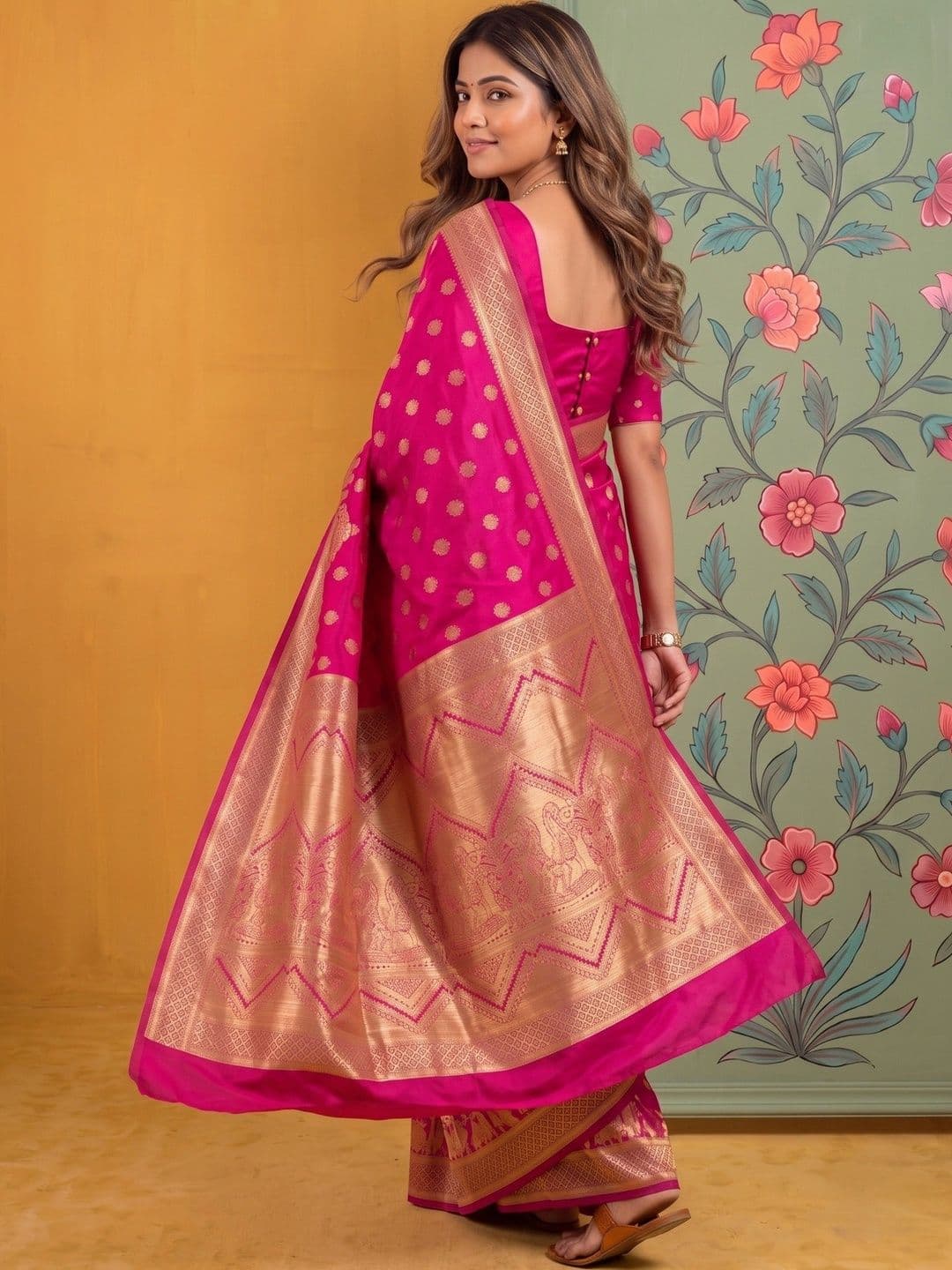 ROOP RADHIKA Woven Design Zari Silk Blend Designer Banarasi Saree thumbnail 6