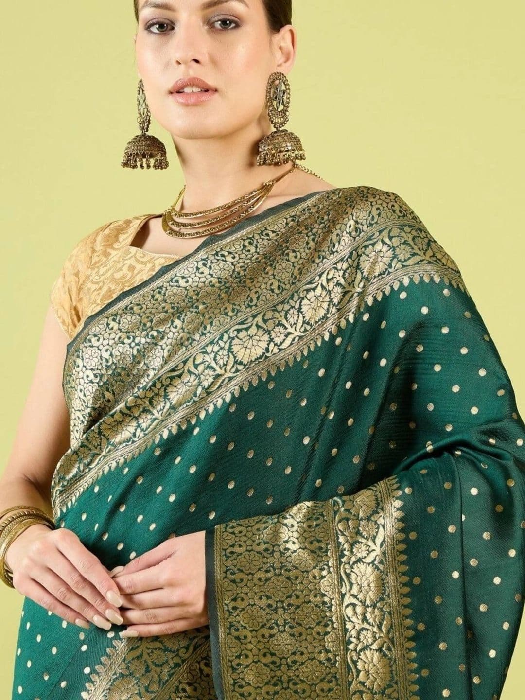 VS MALL Ethnic Motifs Zari Banarasi Saree thumbnail 2