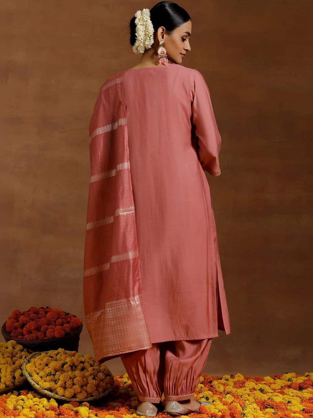 Gerua By Libas Women Floral Yoke Design Regular Kurta with Salwar & With Dupatta thumbnail 3