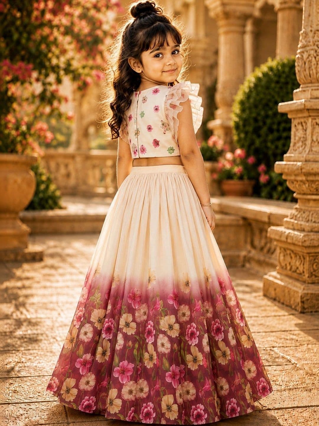 Sangria Girls Printed Ready to Wear Lehenga & thumbnail 6