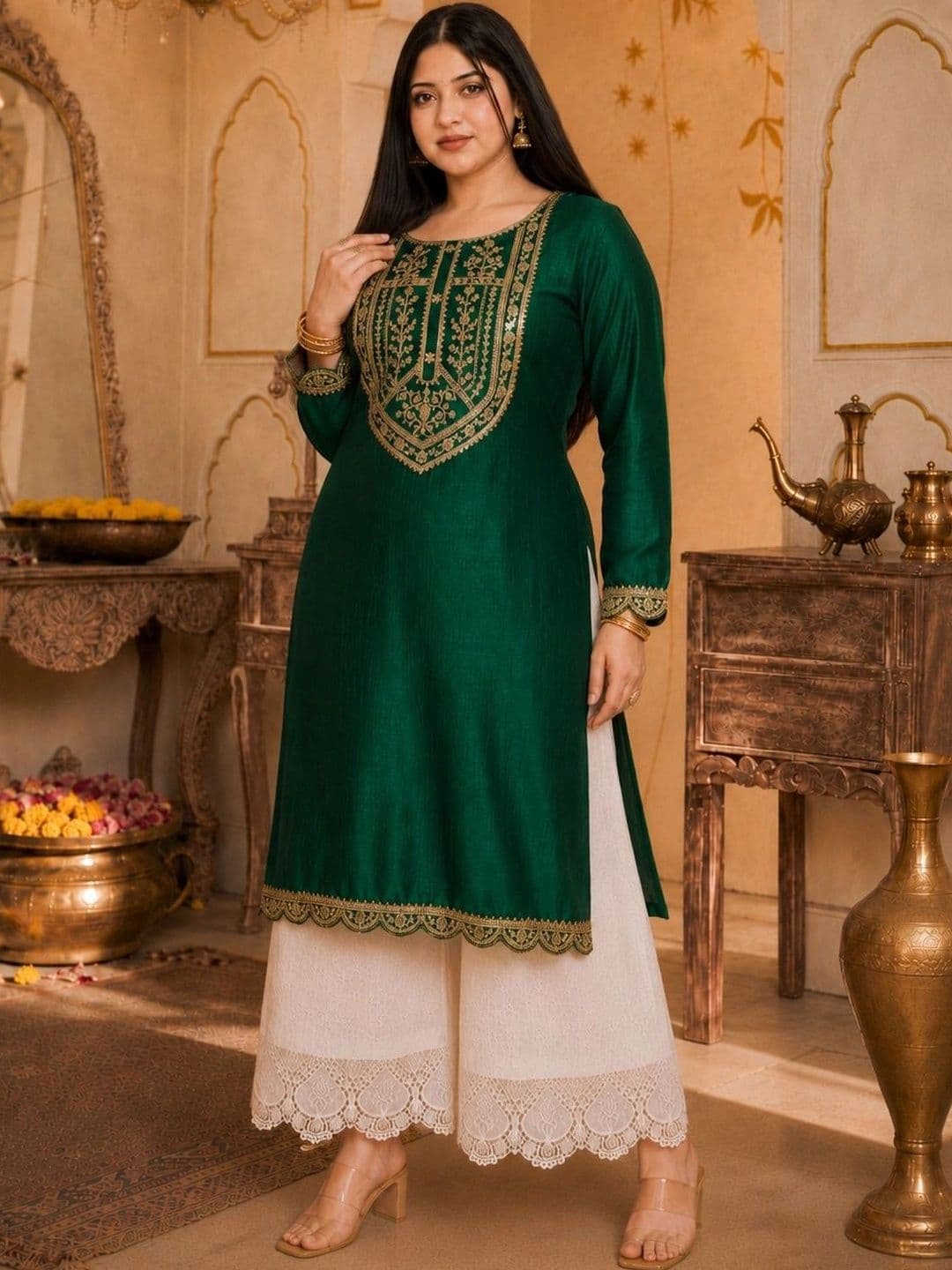 FULL BLOOM Women Ethnic Motifs Embroidered Kurta thumbnail 2