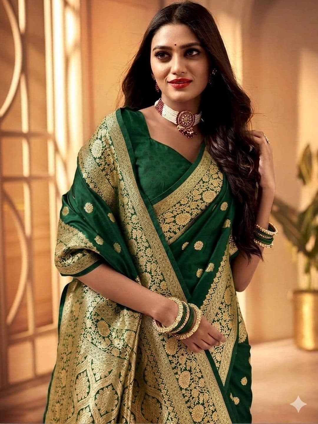 Milvia Ethnic Motifs Zari Silk Blend Designer Banarasi Saree thumbnail 3