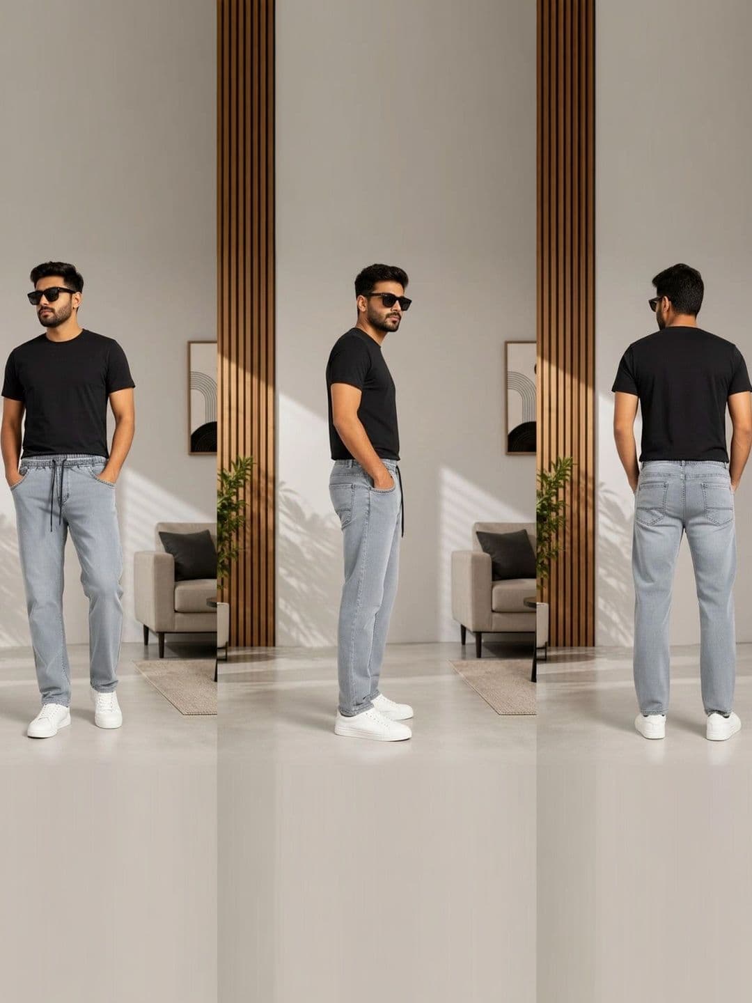 Global Jeans Men Straight Fit Light Grey Jeans thumbnail 5