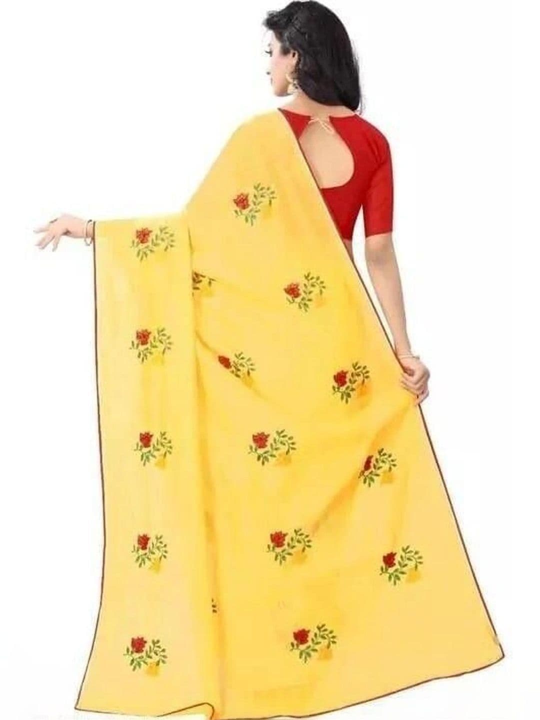 RENBRIZA Embroidered Silk Cotton Saree thumbnail 2