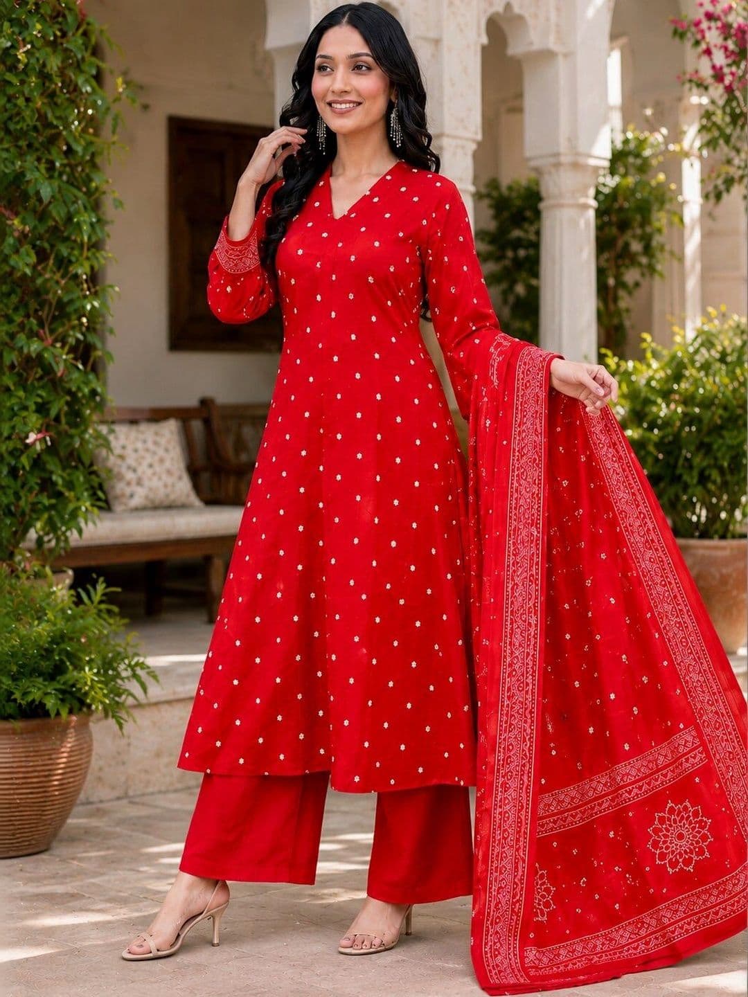 SANTOPERA DESIGNER Women Ethnic Motifs Printed Regular Kurta with Palazzos & With Dupatta thumbnail 5