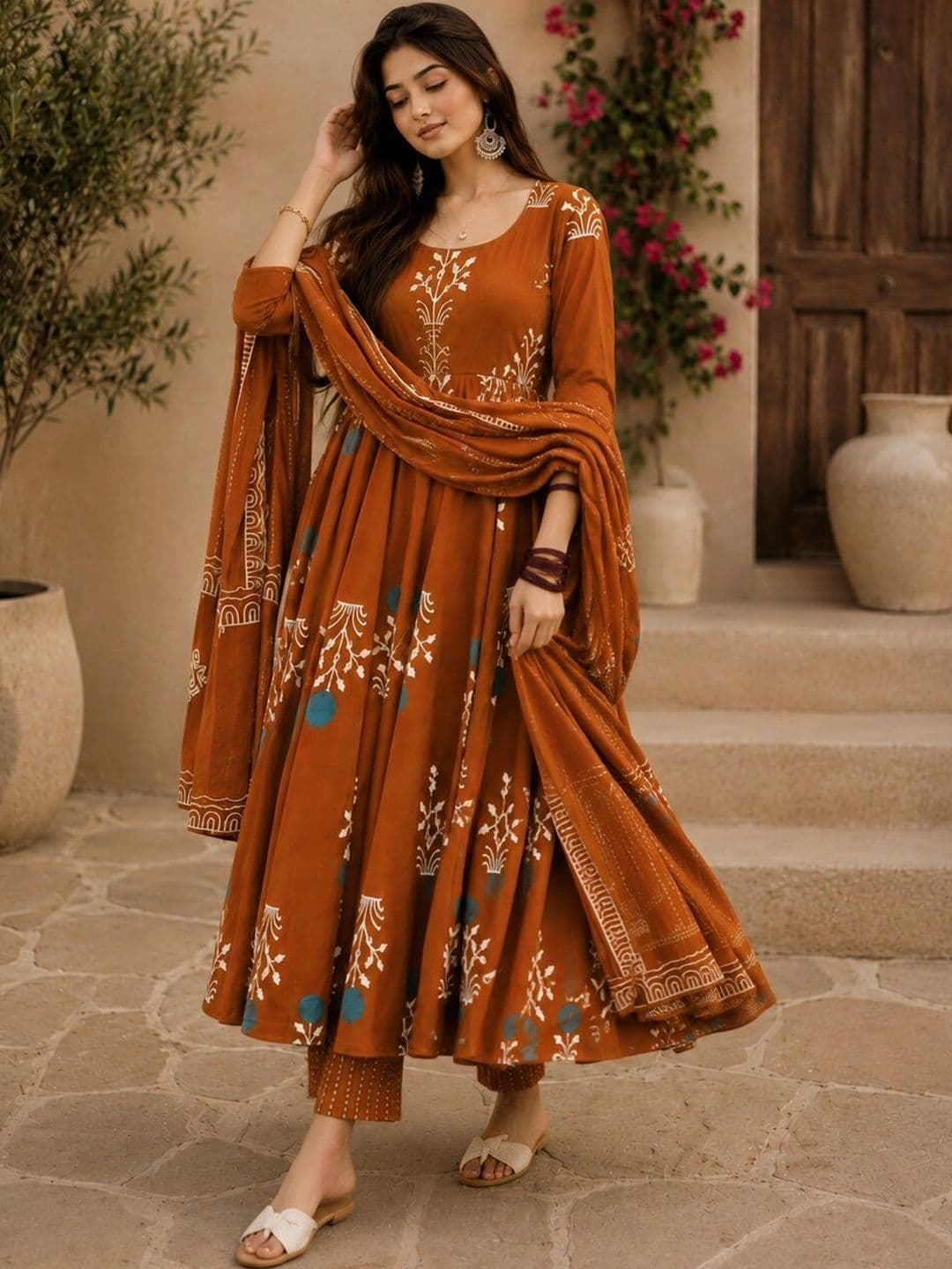 Chhipa Prints Women Ethnic Motifs Printed Empire Kurta with Trousers & With Dupatta thumbnail 5