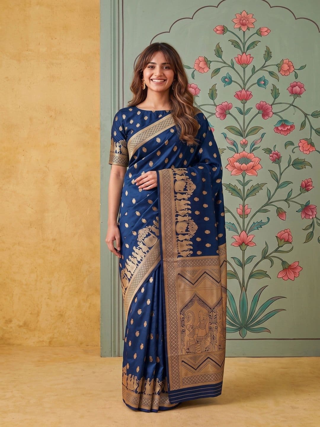ROOP RADHIKA Woven Design Zari Silk Blend Designer Banarasi Saree thumbnail 5