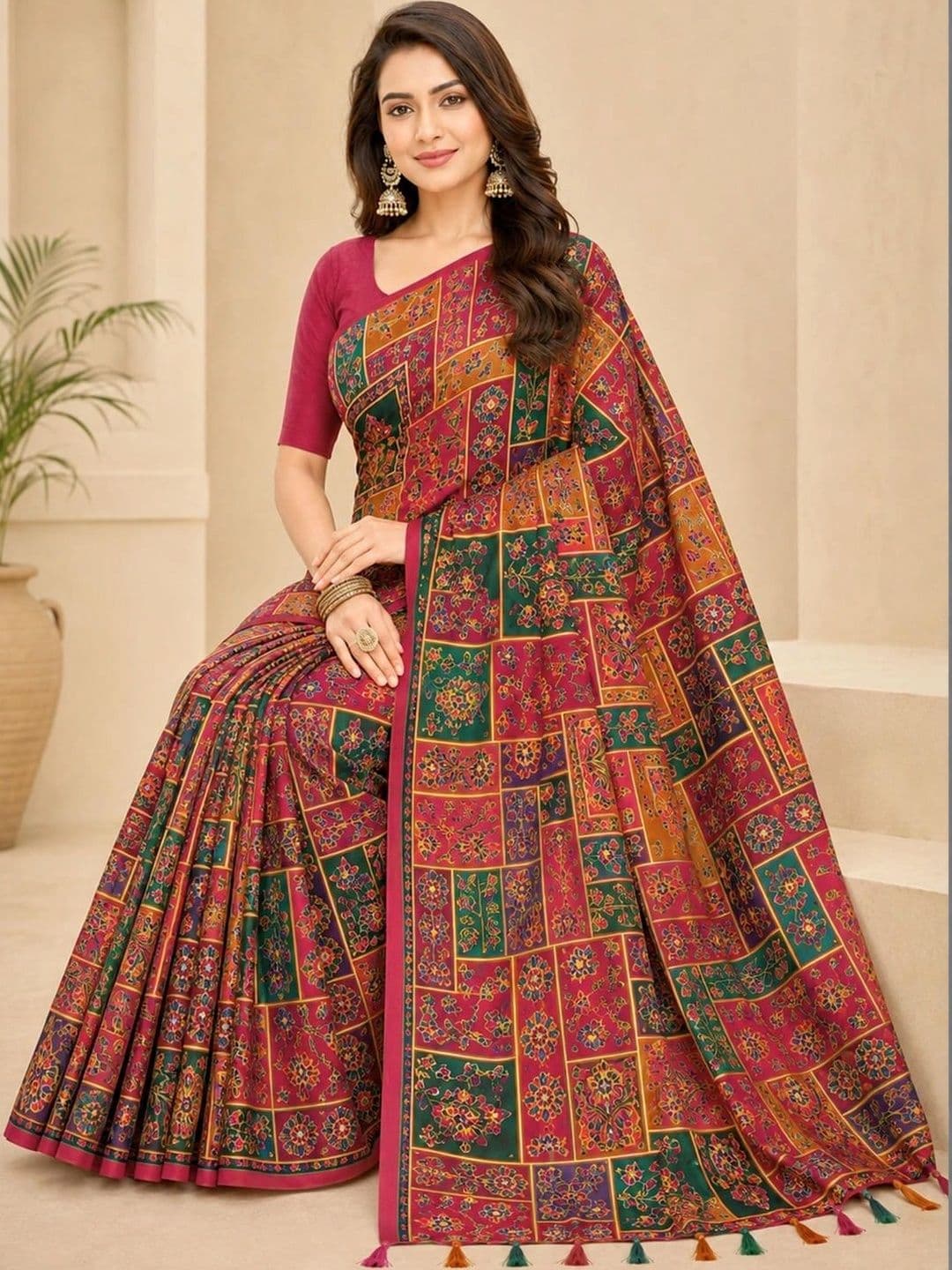 SAMANTHA Bandhani Poly Georgette Leheriya Saree thumbnail 2