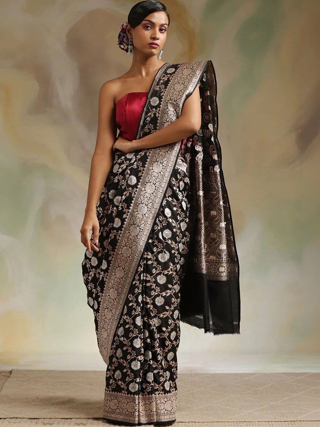 VS MALL Ethnic Motifs Zari Banarasi Saree - view 1
