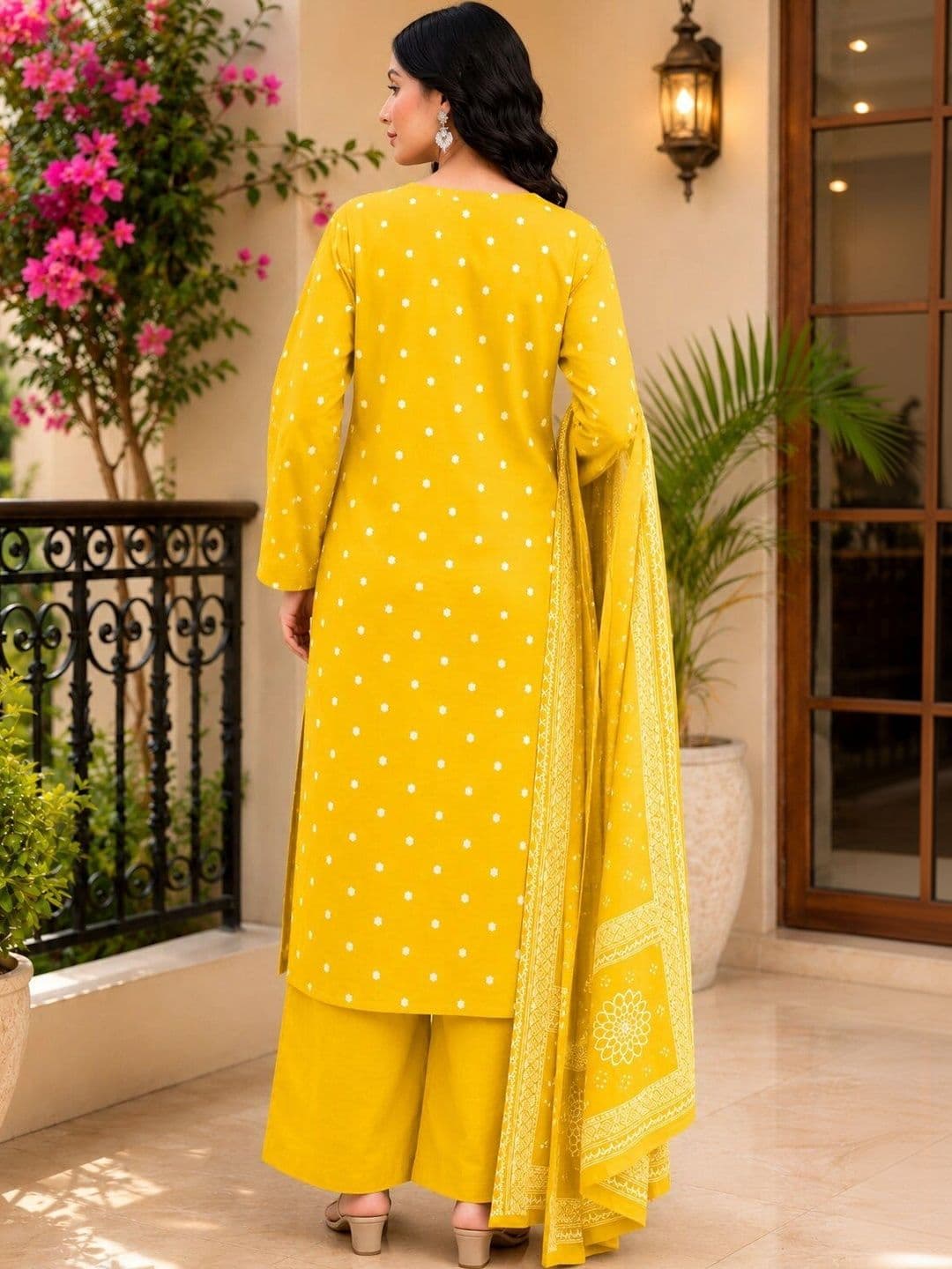 SANTOPERA DESIGNER Women Floral Printed Regular Kurta with Palazzos & With Dupatta thumbnail 2