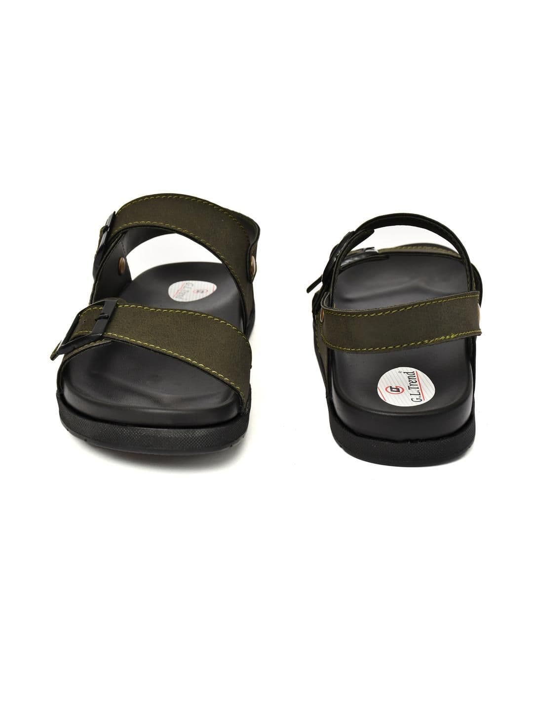 G L Trend Olive Leather Sandals thumbnail 5