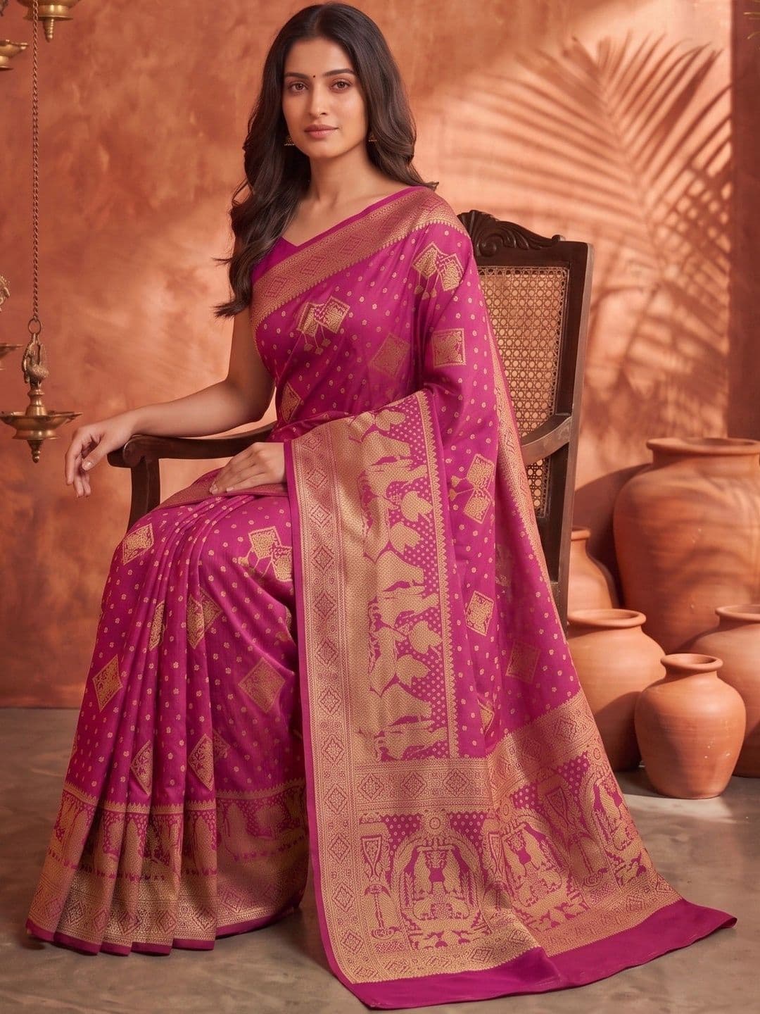 ROOP RADHIKA Woven Design Zari Silk Blend Designer Banarasi Saree thumbnail 2