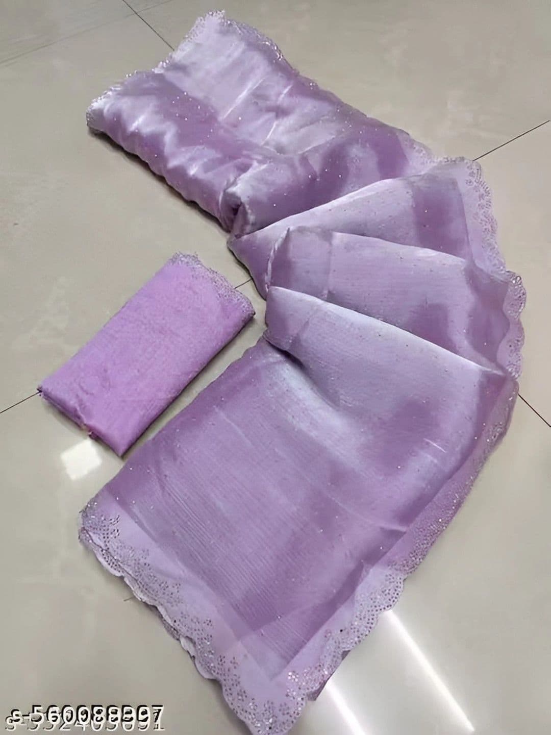 RENBRIZA Embellished Net Saree thumbnail 4