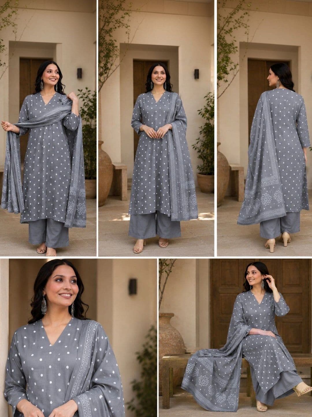 SANTOPERA DESIGNER Women Ethnic Motifs Printed Regular Kurta with Palazzos & With Dupatta thumbnail 2