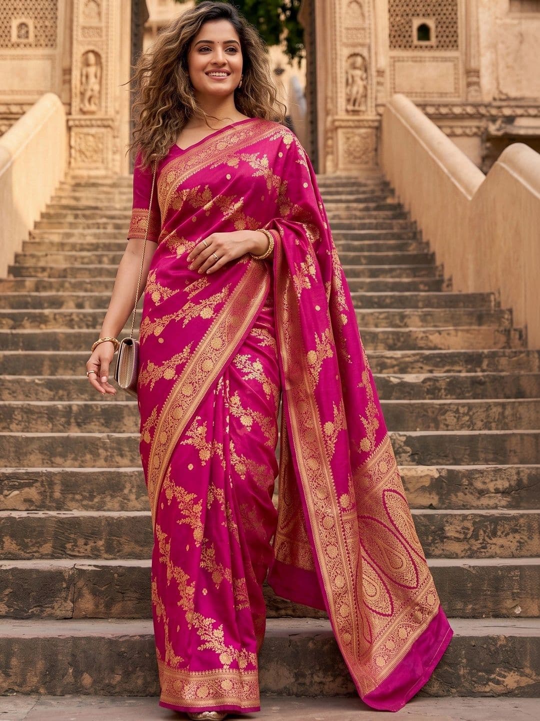 ROOP RADHIKA Woven Design Zari Silk Blend Designer Banarasi Saree - view 1