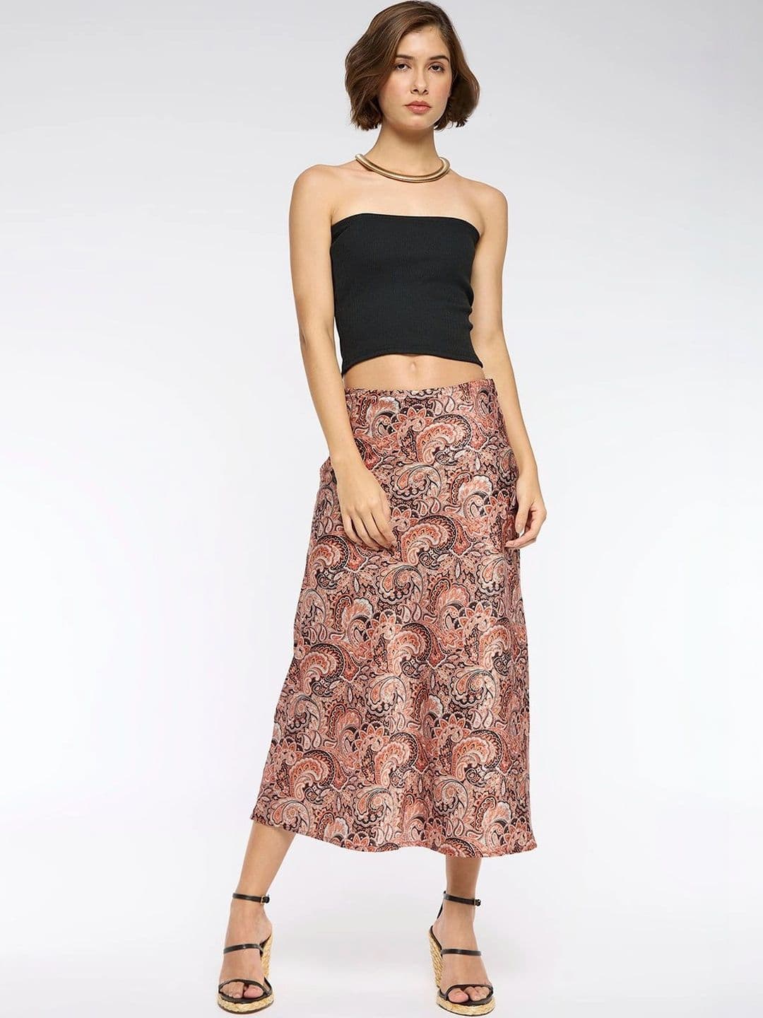 Chemistry Women Paisley Midi A-Line Skirt thumbnail 4