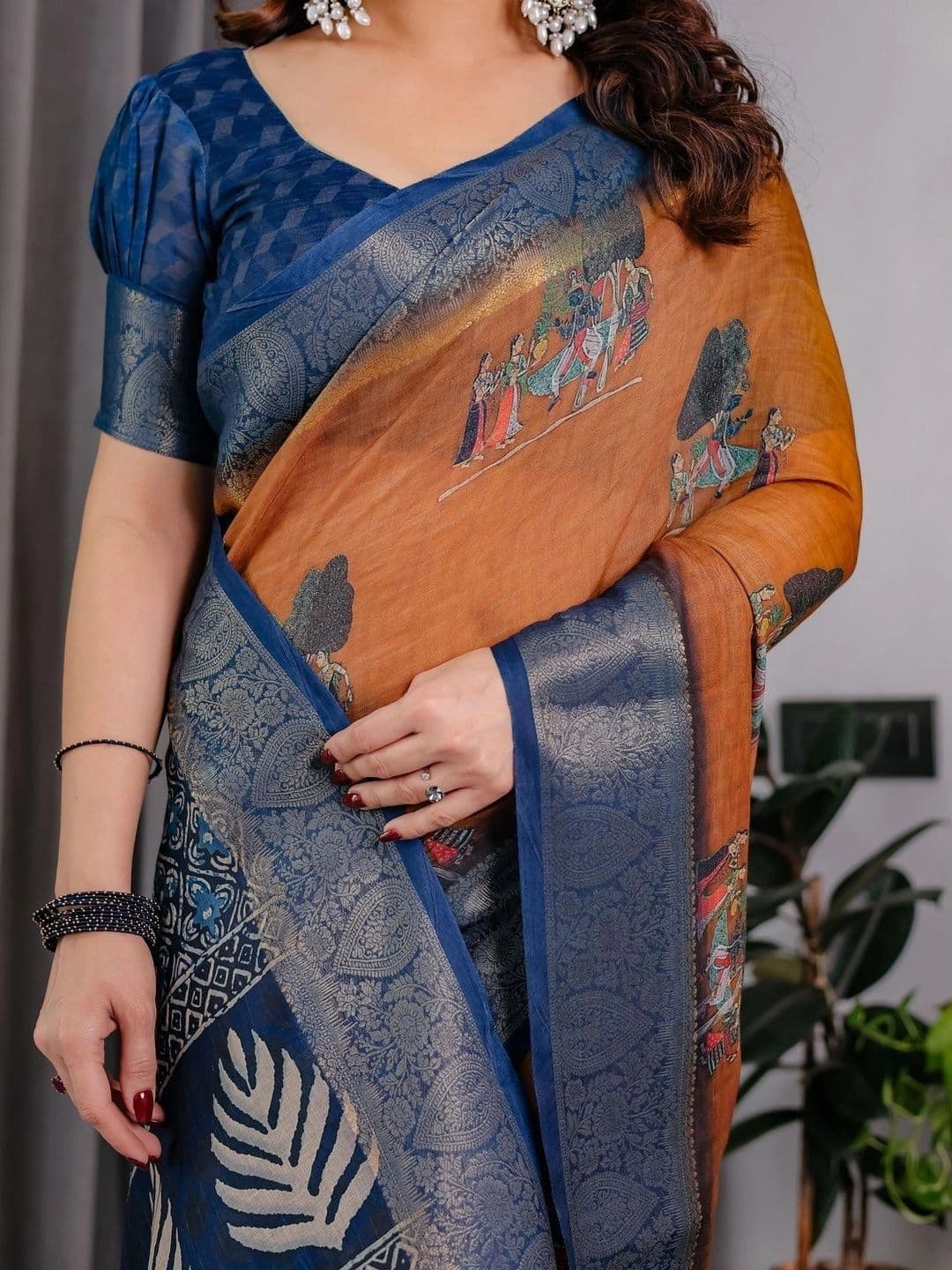 Moda Rapido Kalamkari Art Silk Banarasi Saree thumbnail 3