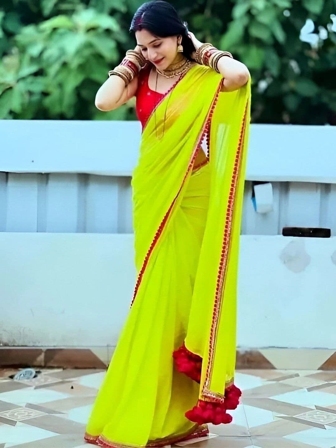 RENBRIZA Poly Georgette Saree - view 1