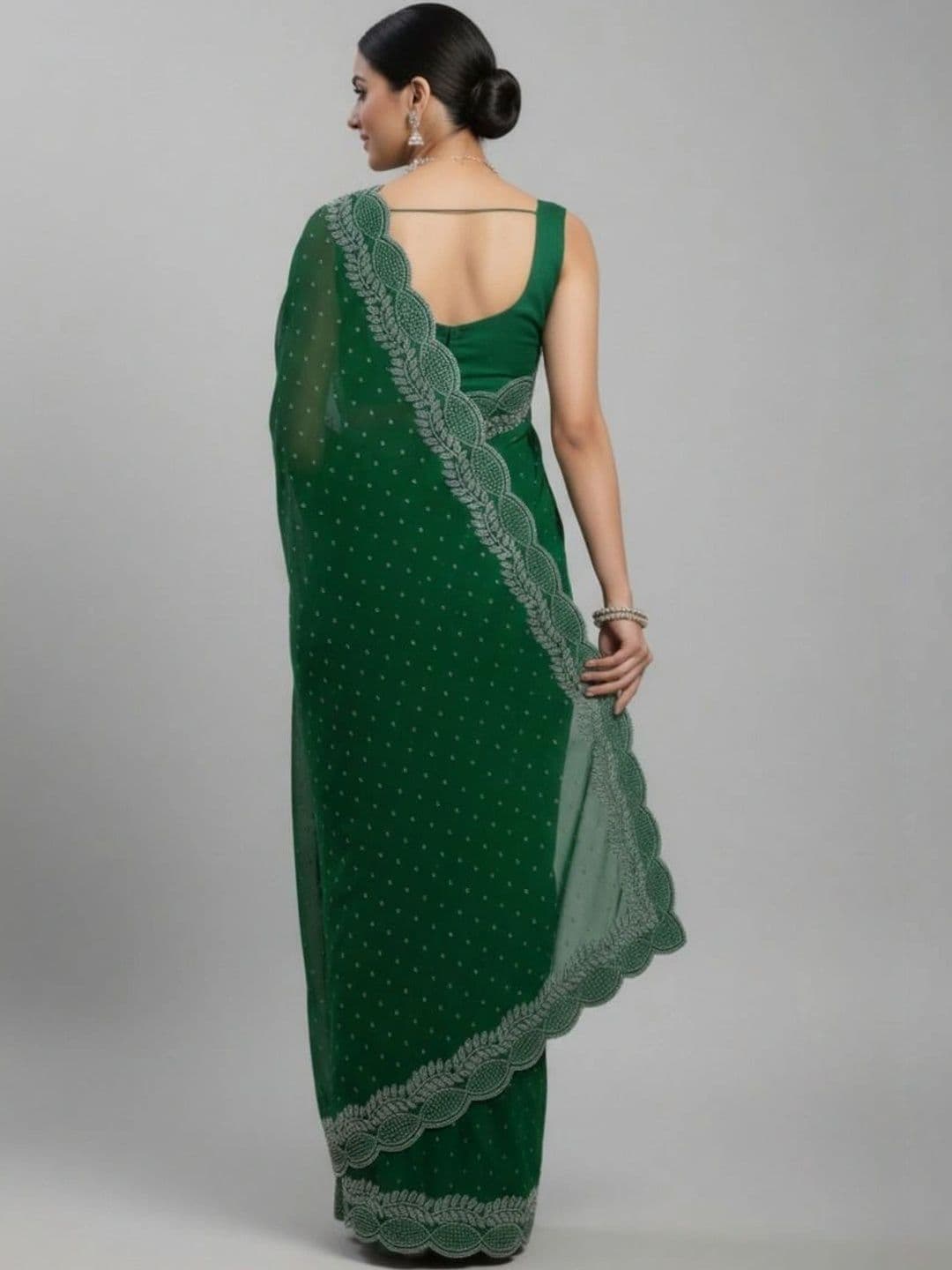 RENBRIZA Embroidered Poly Georgette Saree thumbnail 5