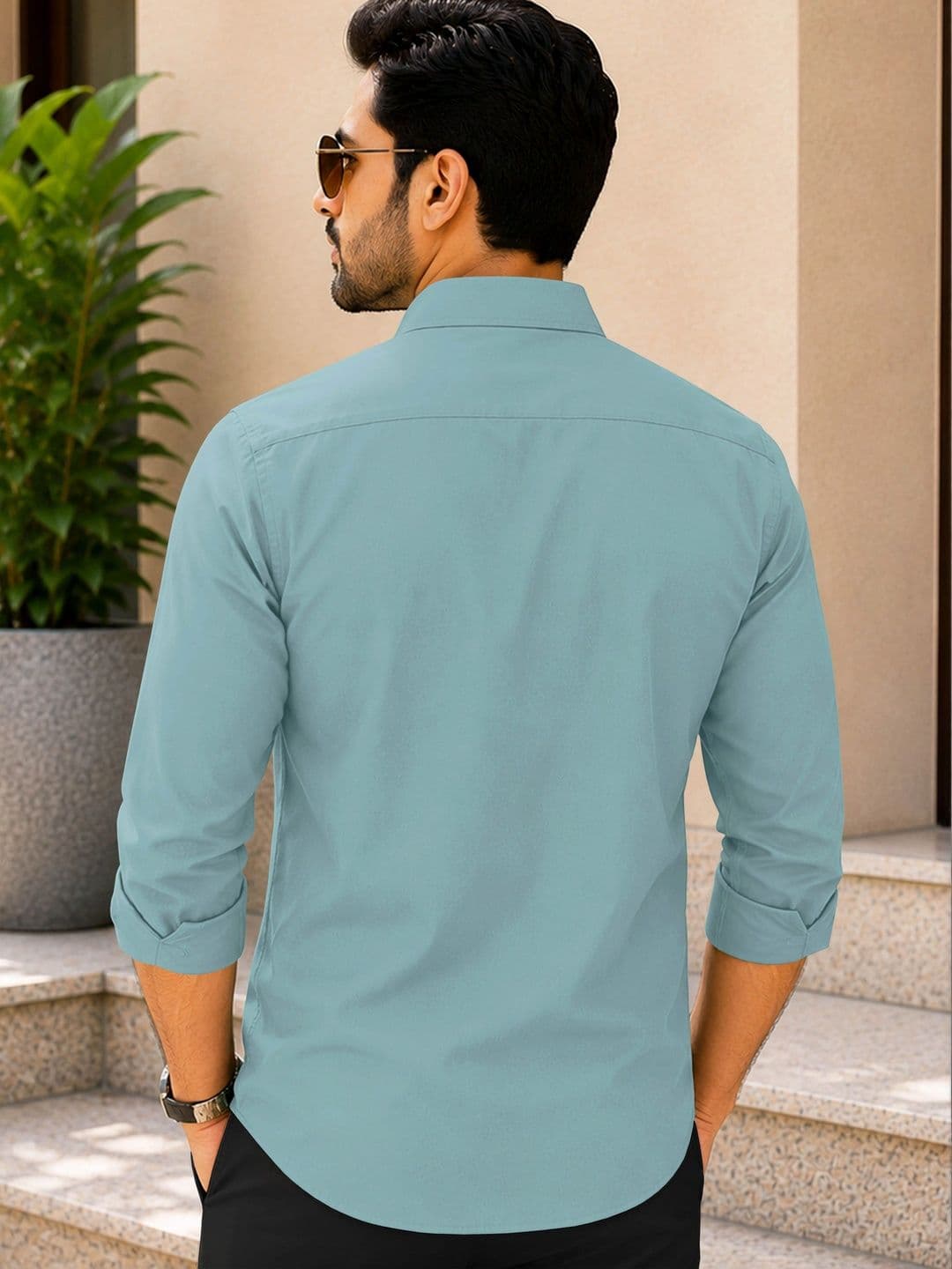 VeBNoR Men Standard Fit Spread Collar Solid Casual Shirt thumbnail 5