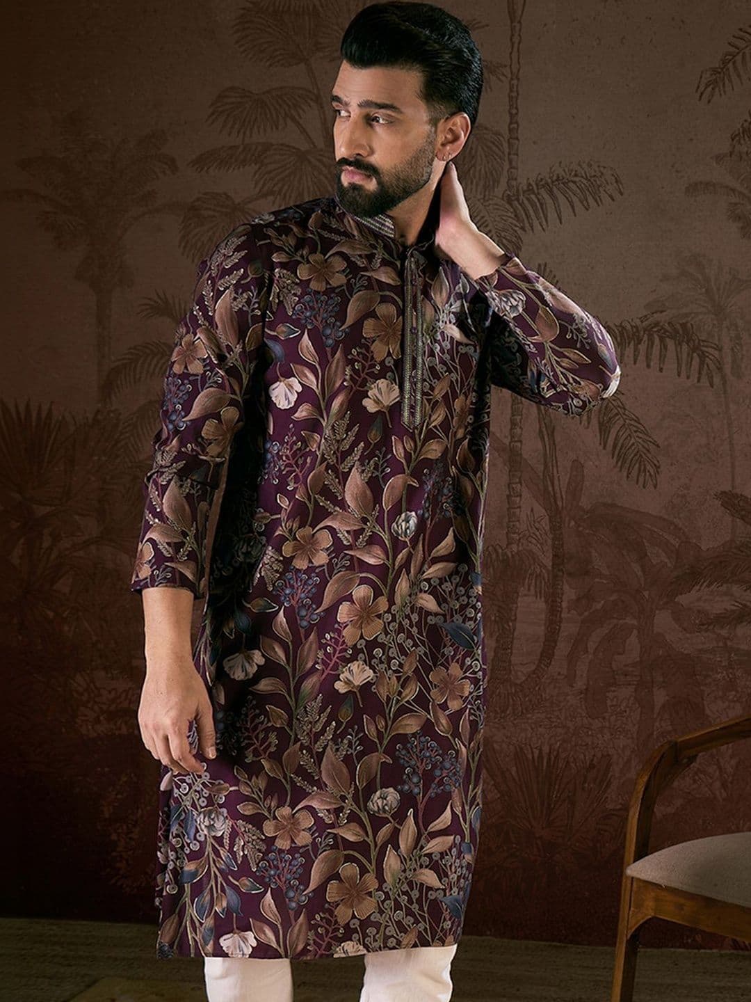 Ethnic Bay Men Floral Printed Kurta thumbnail 2