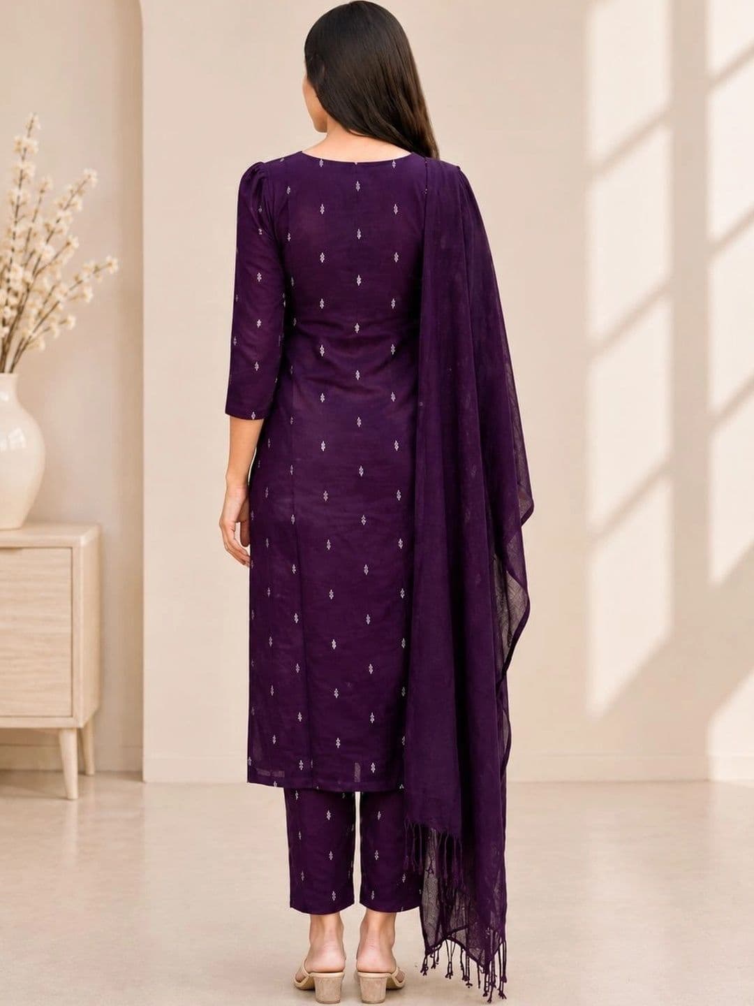 Rahigomar Women Ethnic Motifs Printed Regular Kurta with Trousers & With Dupatta thumbnail 3