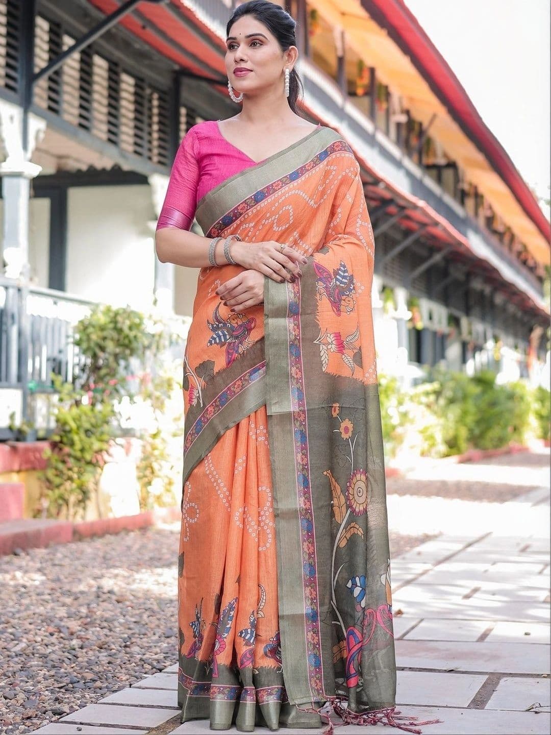 Moda Rapido Kalamkari Art Silk Banarasi Saree thumbnail 5