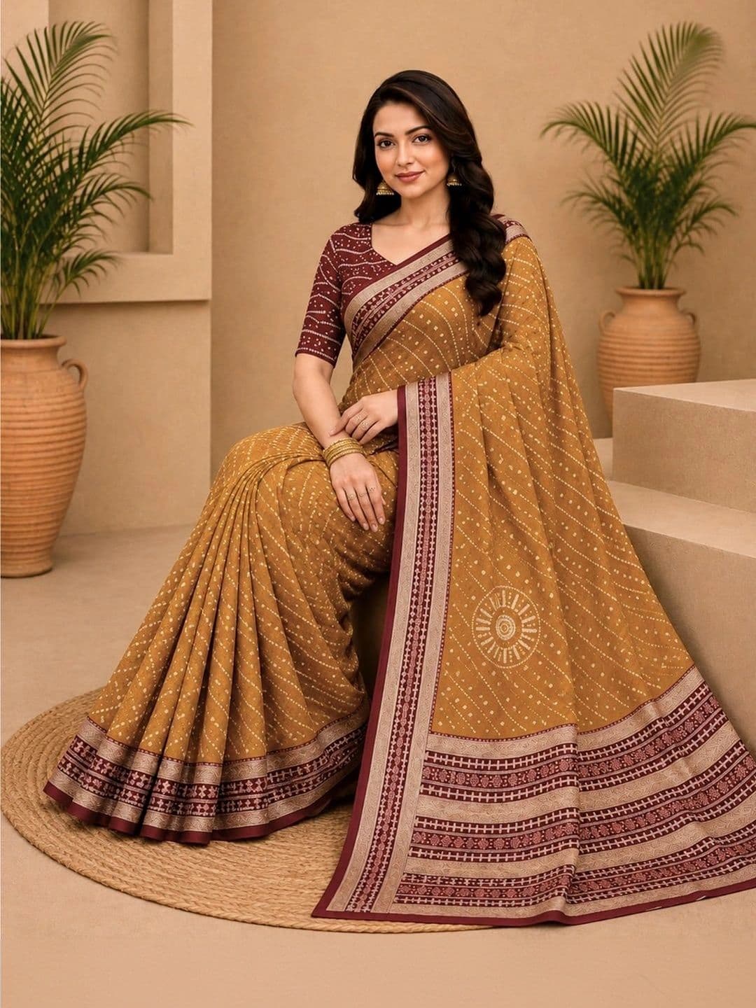 SAMANTHA Bandhani Zari Poly Georgette Saree thumbnail 3