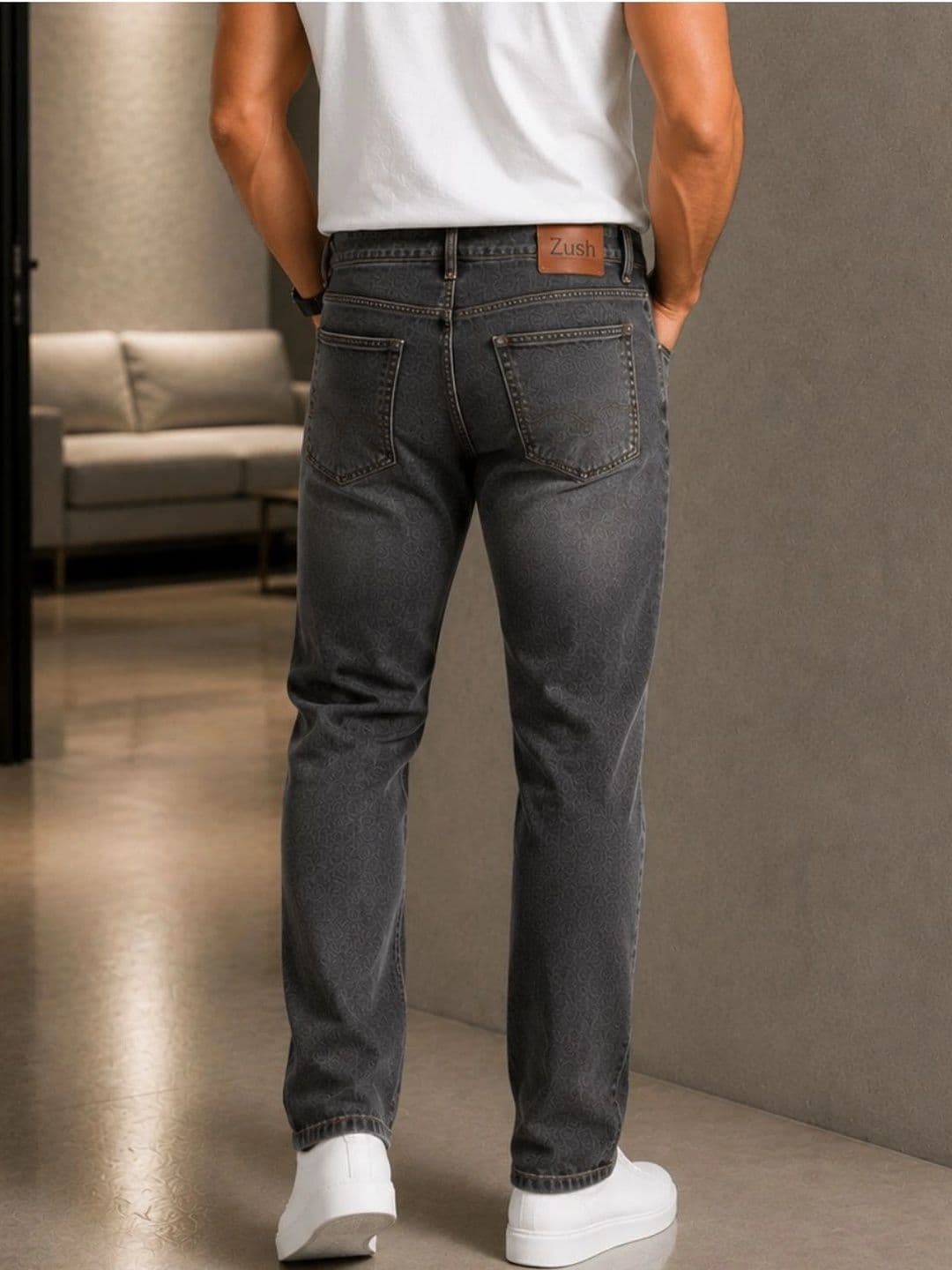 ZUSH Men Straight Fit Mid-Rise Low Distress Stretchable Jeans thumbnail 3