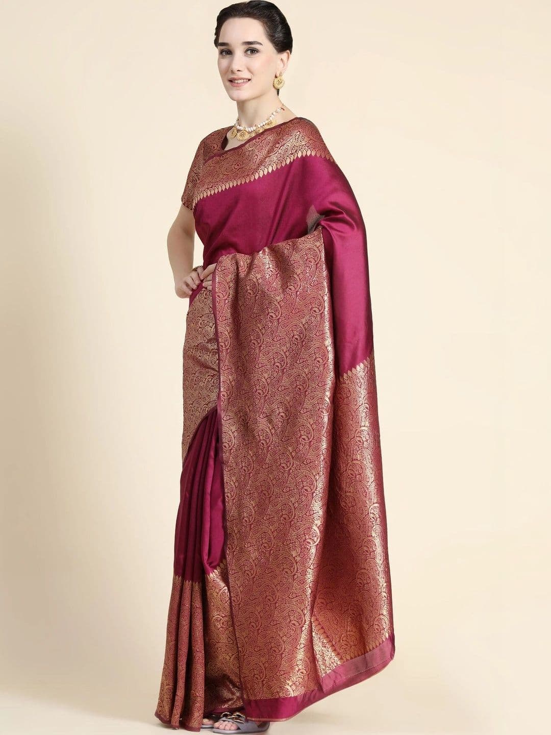 VS MALL Ethnic Motifs Zari Banarasi Saree thumbnail 3