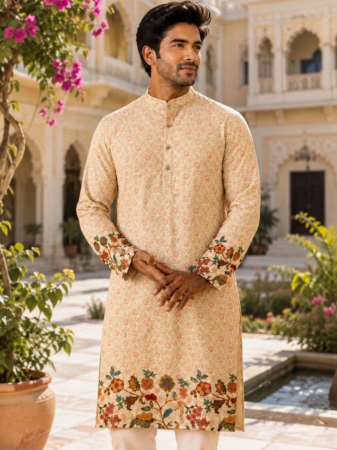 CB-COLEBROOK Men Ethnic Motifs Printed Kurta thumbnail 2