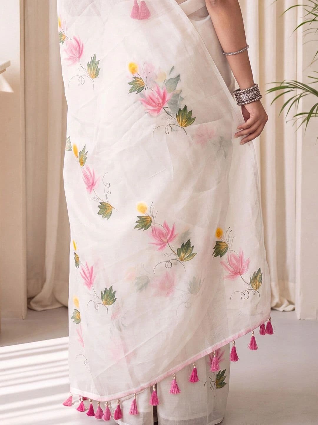 Anouk Floral Poly Chiffon Designer Saree thumbnail 7