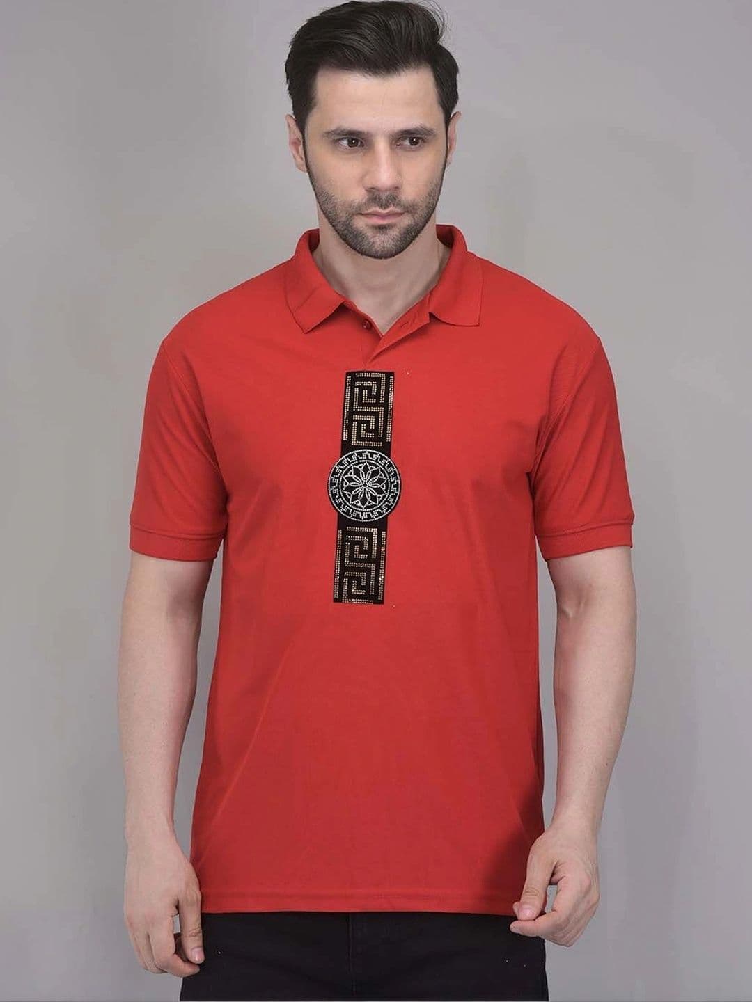 LUXEMODA Men Printed Polo Collar T-shirt - view 1