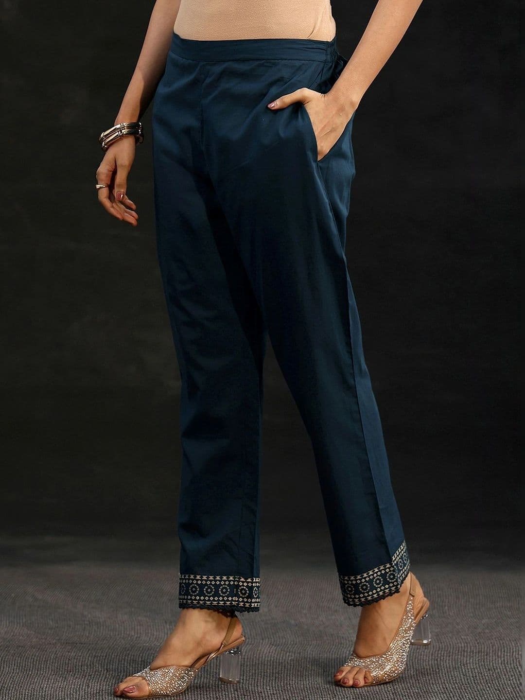 Libas Women Ethnic Motifs Printed Regular Mirror Work Kurta with Trousers & With Dupatta thumbnail 6
