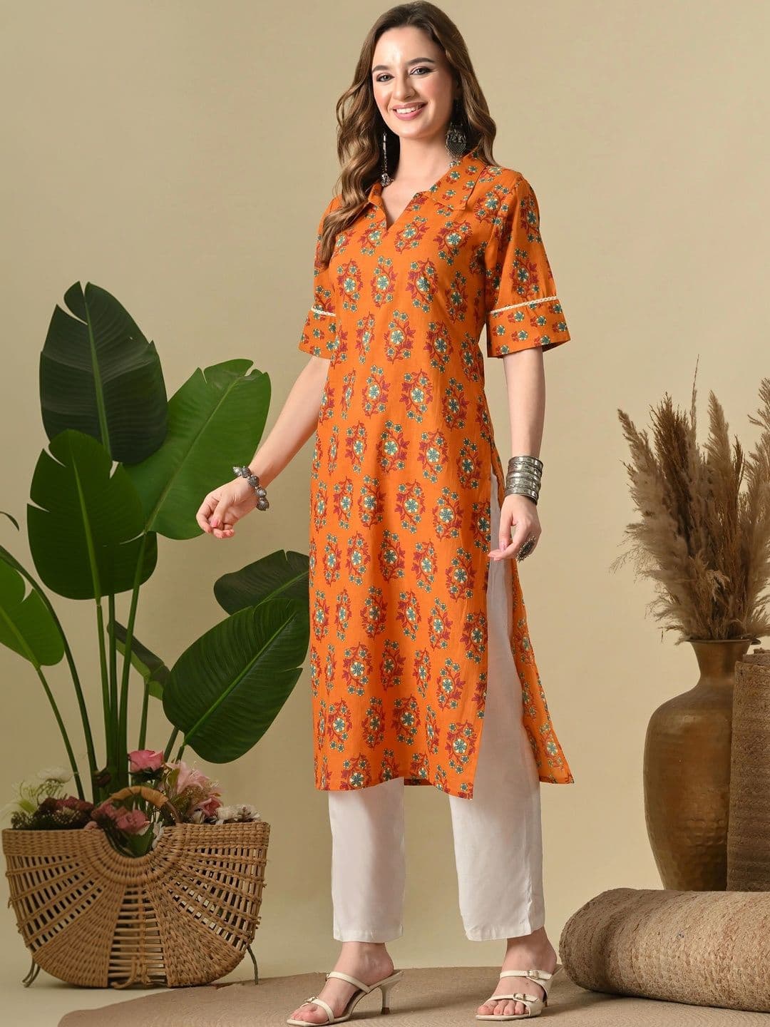 JEMCY Women Floral Printed Floral Kurta thumbnail 4