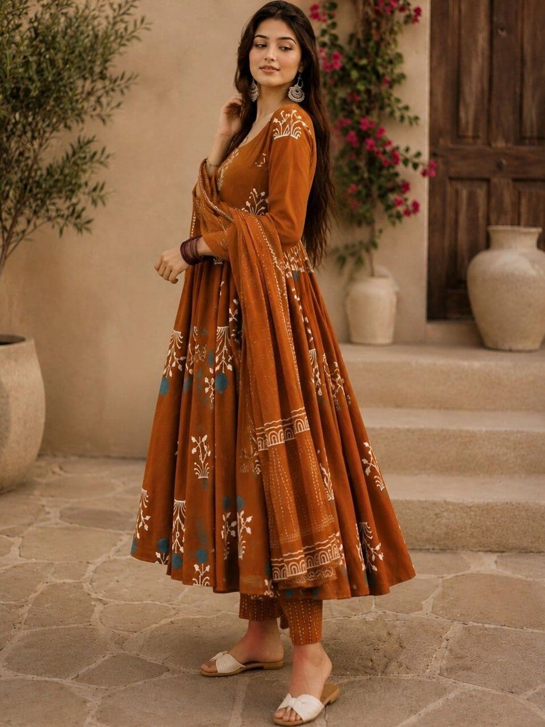 Chhipa Prints Women Ethnic Motifs Printed Empire Kurta with Trousers & With Dupatta thumbnail 6