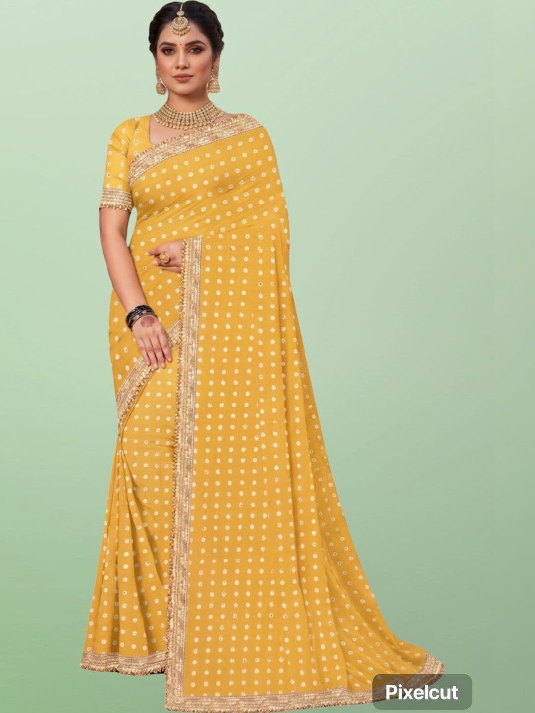 shreecre Embroidered Pure Georgette Saree - view 1