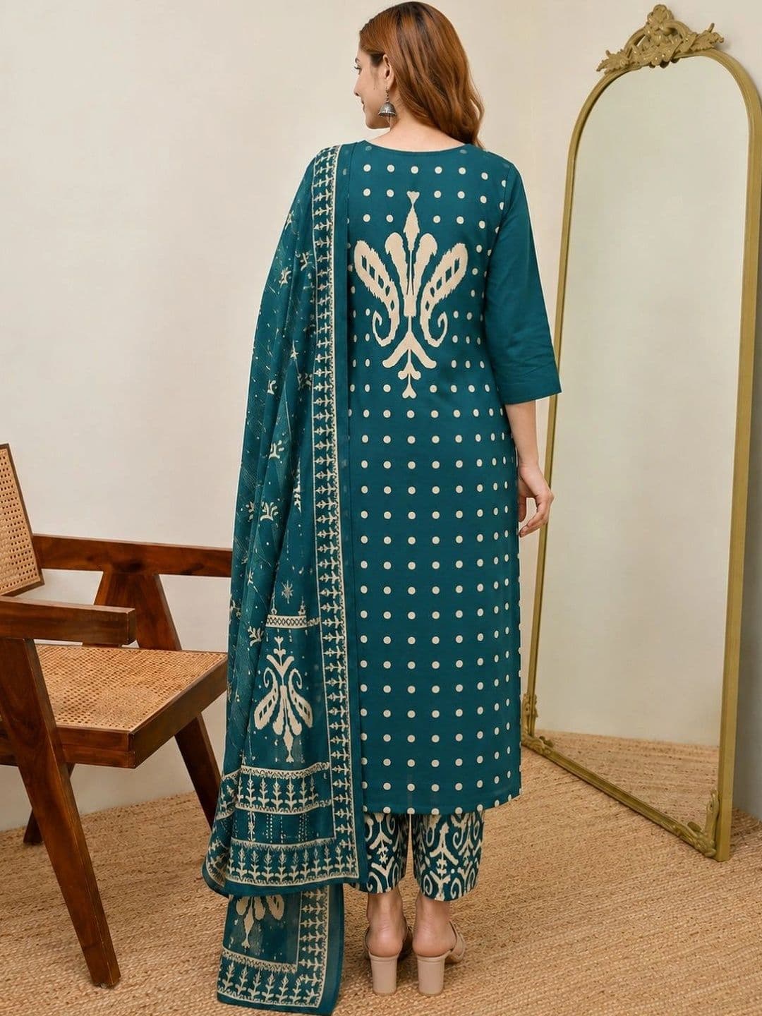 Anouk Women Ethnic Motifs Printed Regular Kurta with Trousers & With Dupatta thumbnail 5