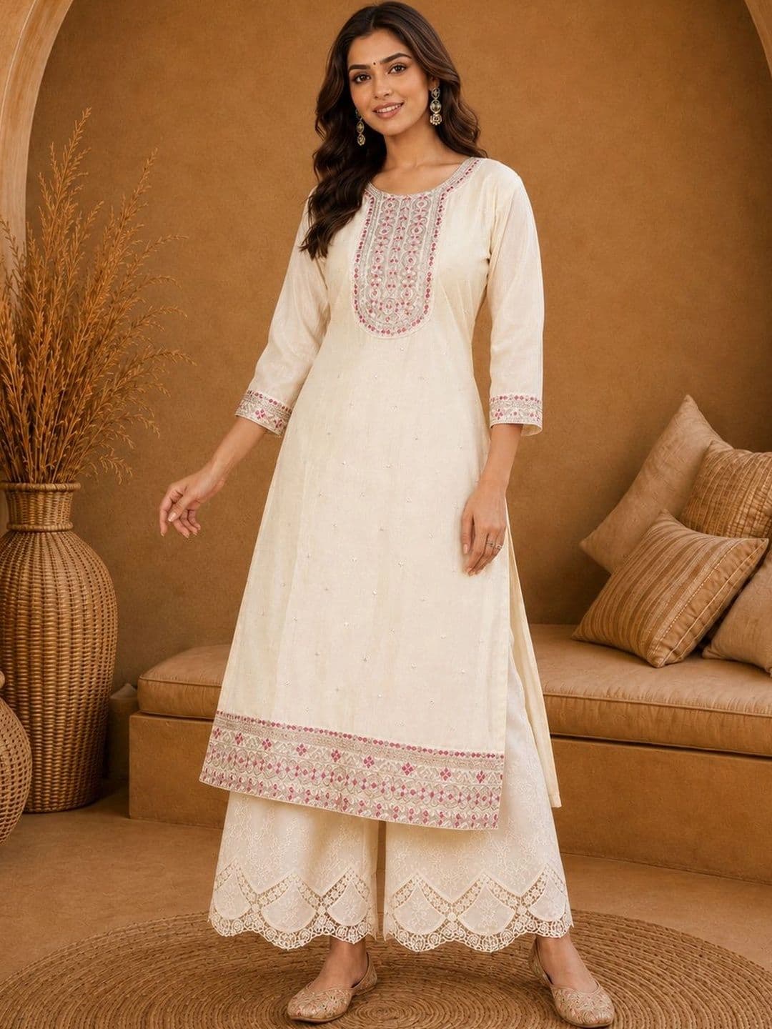 Anouk Rustic Women Ethnic Motifs Embroidered Thread Work Kurta thumbnail 2