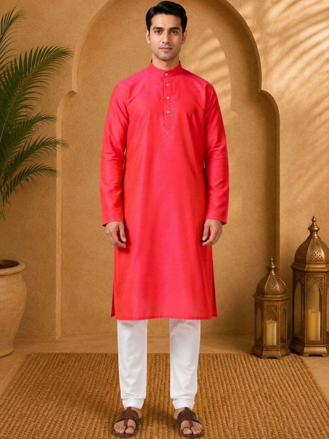 TATTVA Thread Work Mandarin Collar Straight Kurta thumbnail 6