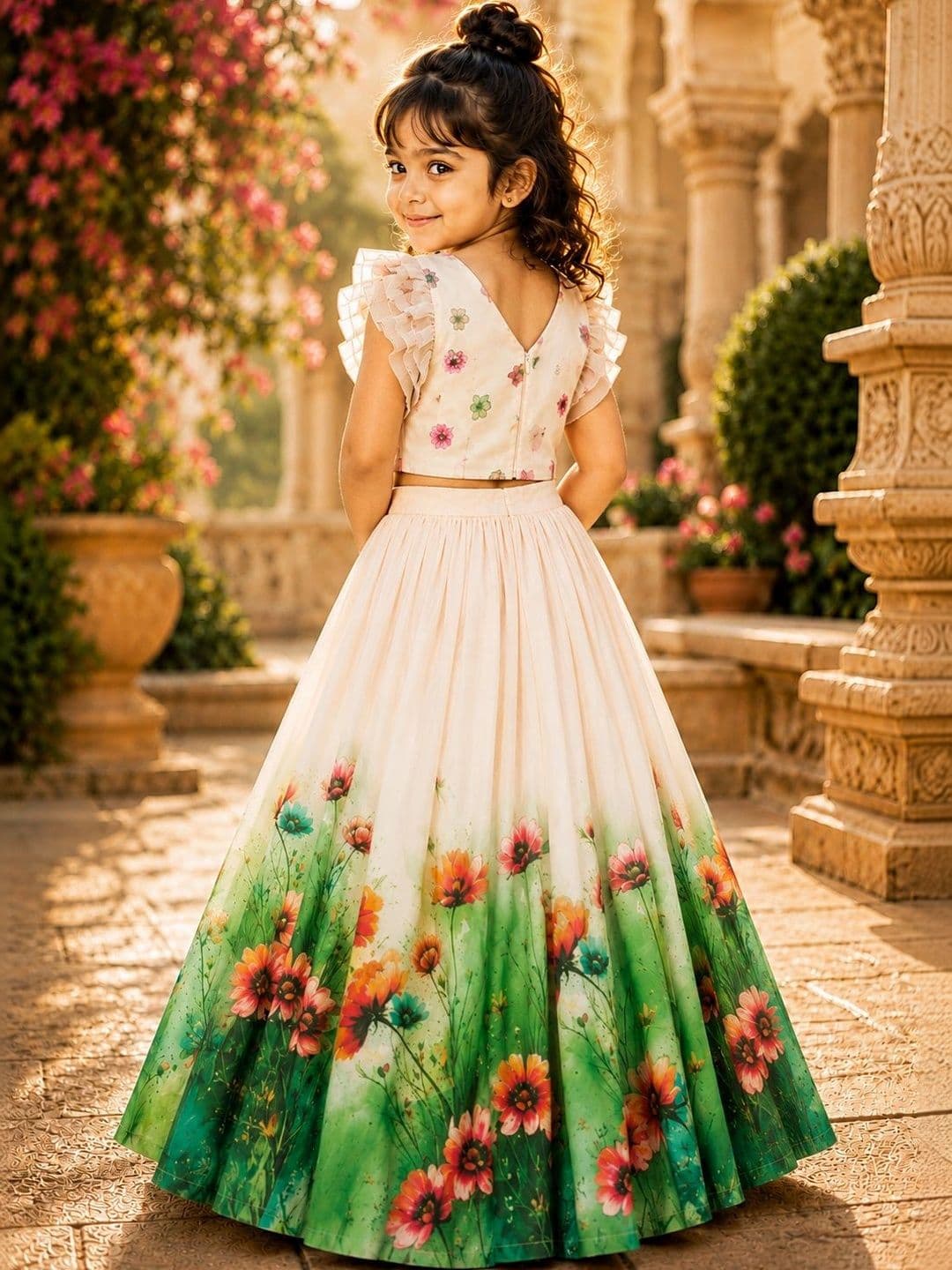 Sangria Girls Printed Ready to Wear Lehenga & thumbnail 3