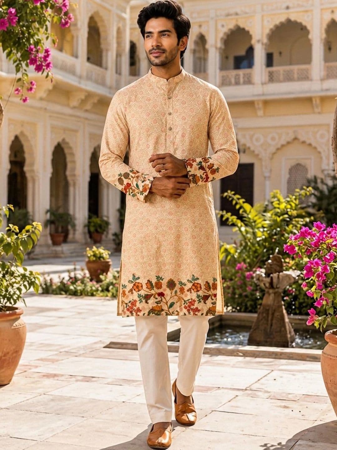 CB-COLEBROOK Men Ethnic Motifs Printed Kurta thumbnail 5